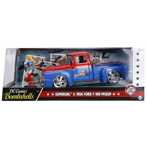 DC Bombshells - 1956 Ford F100 Pickup with Supergirl 1/24th Scale Hollywood Rides Die-Cast Vehicle