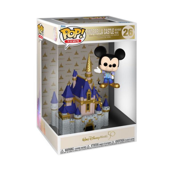 Disney World - Cinderella Castle with Mickey Mouse 50th Anniversary Pop! Town