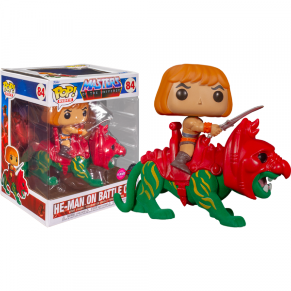 Masters of the Universe - He-Man with Battle Cat Flocked Pop! Ride Vinyl